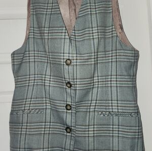 Plaid Beechers Brook Tailored Vest in Blues and Taupe